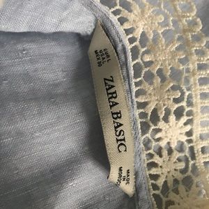 Zara - BASIC linen blouse w/ trim.